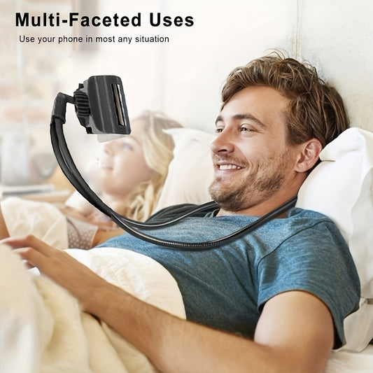 360-degree Adjustable Mobile Phone Holder Can Be Hung Around The Neck And Clamped To Stay Stable And Lie On The Bed To Watch TV Shows, Freeing Up Both Hands