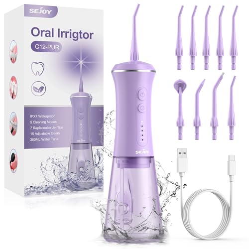 350ML Water Dental Picks for Teeth Cleaning and Flossing, Water Flosser Electric Cordless, 5 Modes 9 Jet Tips, Oral Care Oral Irrigator