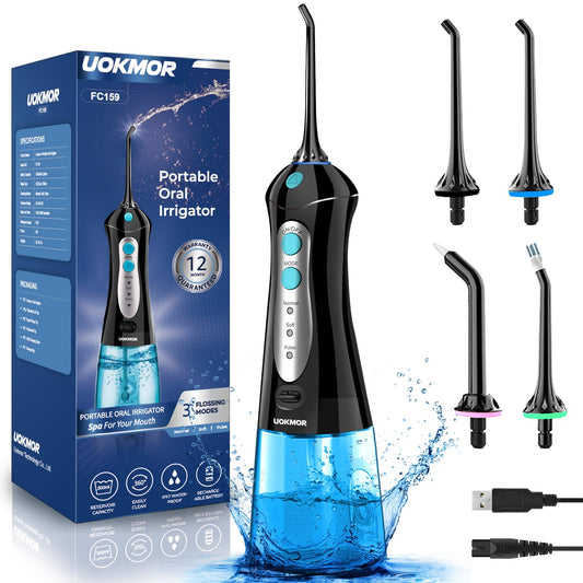 Cordless Water Flosser for Teeth Professional Water Teeth Cleaner Picks Dental Oral Irrigator with 3 Modes & 4 Jet Tips