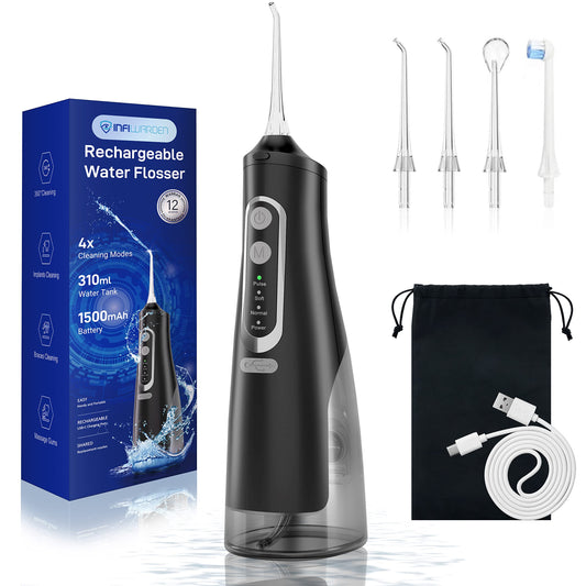 Cordless Water Flosser Teeth Cleaner Dental Oral Irrigator Picks Portable and Rechargeable 310ml Water Tank IPX7 Water Proof